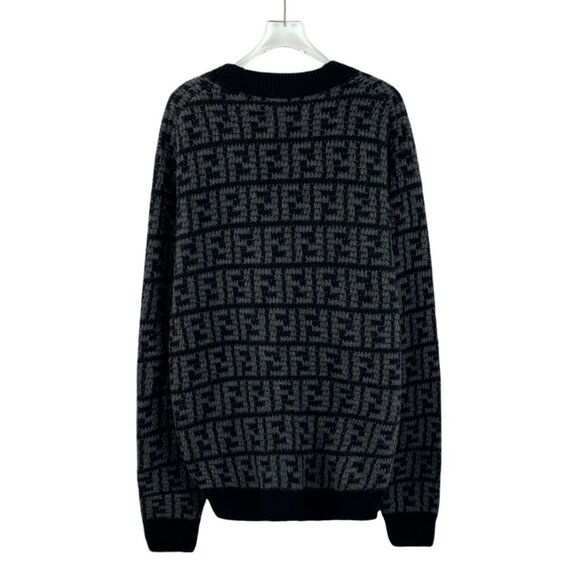 Fendi 2023 Black Cashmere V-Neck Single-Breasted Long-Sleeve Knitted Cardigan Co - Picture 2 of 6